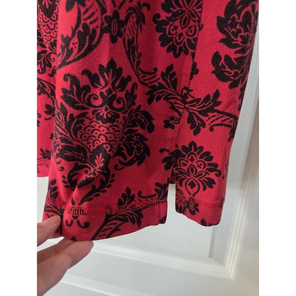 Soma Red Black Paisley Print Cotton Modal Stretch Sleepshirt Pajamas, Size Large - Picture 8 of 14